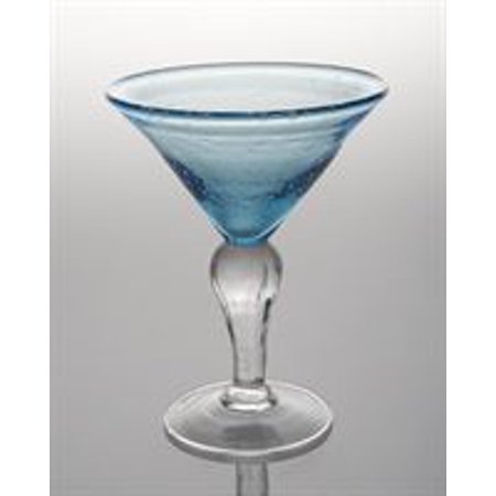 0605018039174 - ST. REMY 8 OZ. BUBBLE MARTINI GLASS (SET OF 4) - FINISH: SEA BLUE