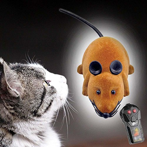 6050946332851 - PET WIRELESS REMOTE CONTROL RAT MOUSE TOY MOVING MOUSE FOR CAT PLAYING CHEW BROWN