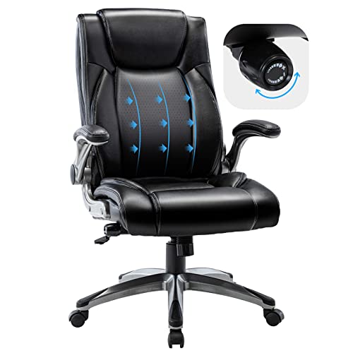0605129075986 - COLAMY ERGONOMIC OFFICE CHAIR ADJUSTABLE LUMBAR SUPPORT, HIGH-BACK FAUX LEATHER SWIVEL EXECUTIVE COMPUTER DESK CHAIR FOR HOME OFFICE GAMING