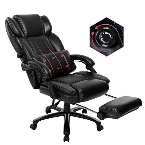 0605129076037 - COLAMY HIGH BACK RECLINING OFFICE CHAIR WITH FOOTREST - BIG TALL BONDED LEATHER ADJUSTABLE TILT LOCK BACK SUPPORT HEIGHT HOME DESK TASK EXECUTIVE CHAIR