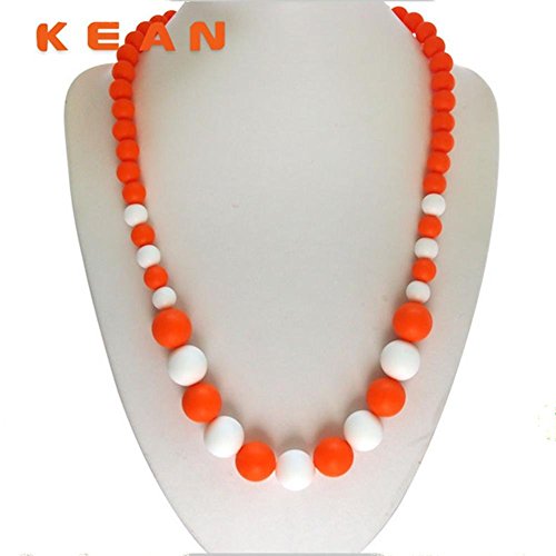 0605175317801 - POPULAR FOOD-GRADE SILICONE NECKLACE TEETHER NCKLACE TOOTH GUM SILICONE TEETHING NECKLACE(ORANGE+WHITE)