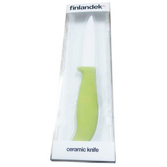 0605279122479 - CERAMIC CHEF'S KNIFE, GLOSSY WHITE BLADE, GREEN HANDLE 5 INCH.