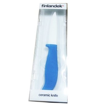 0605279122486 - CERAMIC CHEF'S KNIFE, GLOSSY WHITE BLADE, BLUE HANDLE 5 INCH.