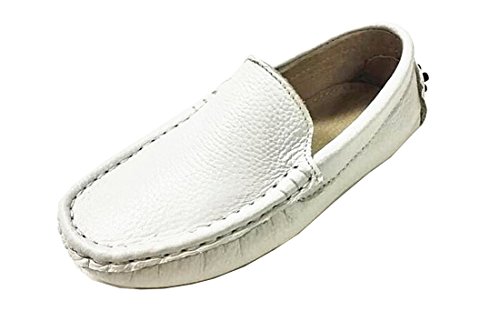 6053294566381 - TDA BOYS GIRLS CASUAL SLIP ON DRESS WHITE LEATHER MOCCASIN LOAFER SHOES 11.5 M US