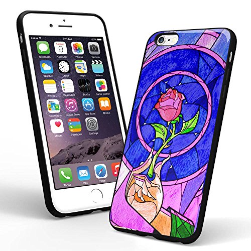6057179172414 - BEAUTY AND THE BEAST RED ROSE IN STAINED GLASS FOR IPHONE AND SAMSUNG GALAXY CASE (IPHONE 6 BLACK)