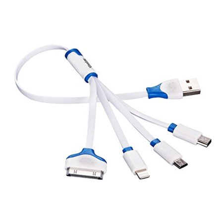 0606794748274 - VASTAR PREMIUM 4 IN 1 MULTIPLE USB CHARGING CABLE ADAPTER CONNECTOR WITH 8 PIN LIGHTING / 30 PIN / MICRO USB / MINI USB PORTS FOR IPHONE 6, 5, 4, IPAD 4,3,2,AIR,GALAXY S4, S5,NEXUS 5, AND MORE