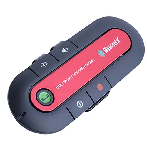 0606825465859 - ZXLINE PORTABLE CAR KIT MULTIPOINT WIRELESS BLUETOOTH HANDS-FREE WITH SUN VISOR IN-CAR SPEAKERPHONE FOR ALL PHONES (RED)