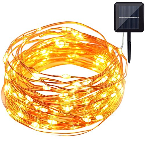 0606860185521 - ZIOMEE SOLAR STRING LIGHTS 100LED 33FT OUTDOOR INDOOR SOLAR POWERED STRING LIGHTS COPPER WIRE LIGHTS WATERPROOF WIRE ROPE LIGHTS AMBIANCE LIGHTING FOR LANDSCAPE PATIO BEDROOM CHRISTMAS PARTY WEDDING