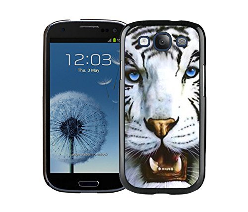 0607213524684 - ZHUXIUHU BRAND NEW WHITE TIGER AND BLUE EYES SAMSUNG GALAXY S3 I9300 CASE BLACK COVER