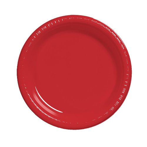 0060739084528 - CREATIVE CONVERTING TOUCH OF COLOR 50 COUNT PLASTIC LUNCH PLATES, CLASSIC RED