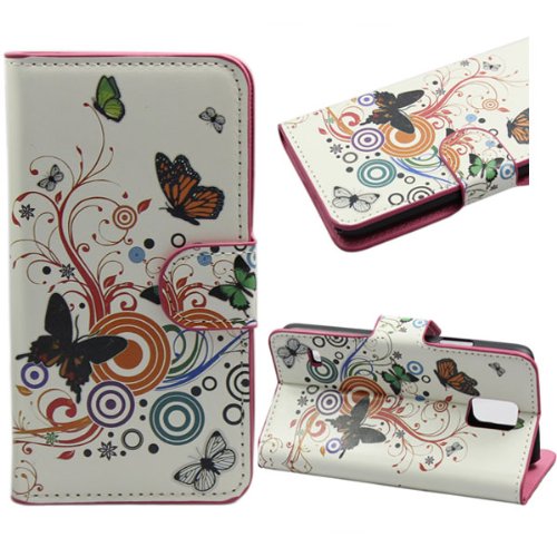 0607493217955 - WEIXIN BUTTERFLY PATTERN PU LEATHER CASE BACK COVER FOR SAMSUNG GALAXY S5 I9600 PROTECTIVE SKIN SHELL POUCH WITH CREDIT CARD SLOTS