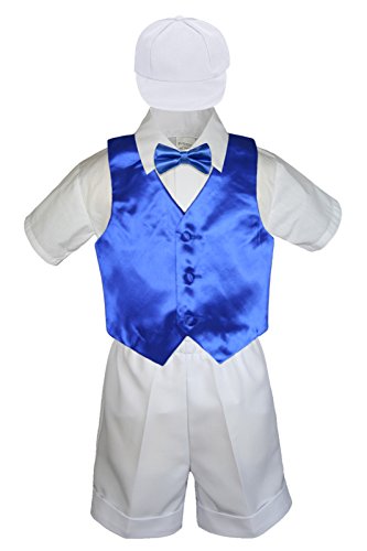 6075691891439 - 6PC BABY TODDLER LITTLE BOYS WHITE SHORTS EXTRA VEST BOW TIE SETS S-4T (L:(12-18 MONTHS), ROYAL BLUE)