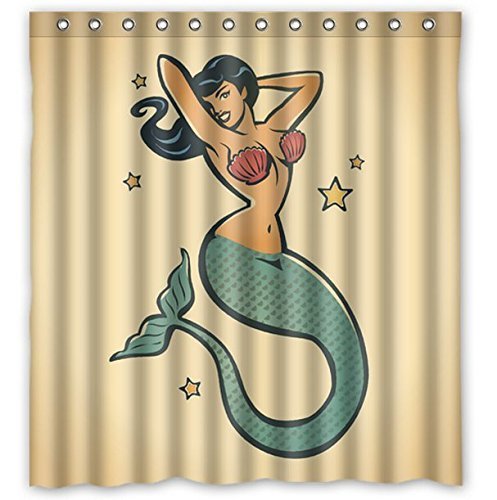 6076352602203 - SPECIAL DESIGNED SHOWER CURTAINS 66 X 72 WITH THE SEA LIFE MERMAID-BY MY STAR MARKET