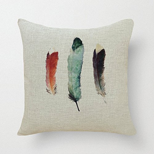 6076352613476 - SPECIAL DESIGNED SOFT PILLOW COVER 18 X 18 (ONE SIDE) WITH FEATHERS THEME-BY MY STAR MARKET