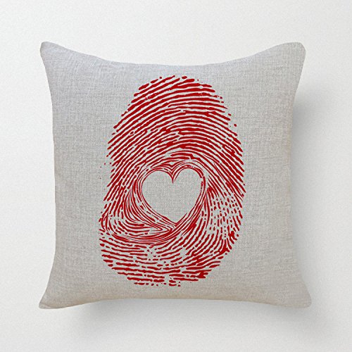6076352616231 - SQUARE CREATIVE LOVER PILLOW CASE 18 X 18 (ONE SIDE) WITH LOVE HEART FINGERPRINT DESIGN-BY MY STAR MARKET
