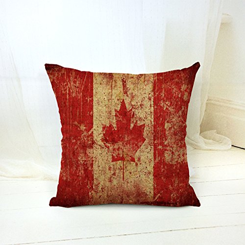 6076352617450 - CANADA FLAG THEME SOFT BED CUSHION COVER 18 X 18 (ONE SIDE)-BY MY STAR MARKET