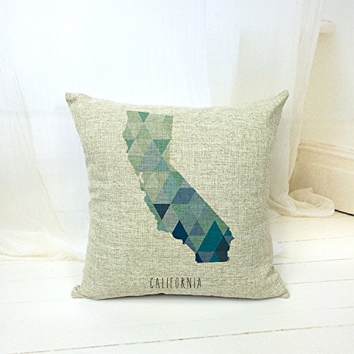 6076352618921 - MAP OF CALIFORNIA DESIGN THROW PILLOW CASE 18 X 18 (ONE SIDE)-BY MY STAR MARKET