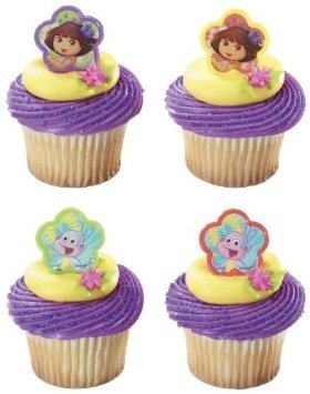 0607772166813 - DORA THE EXPLORER AND BOOTS SPRINGTIME FRIENDS CUPCAKE RINGS - 24 CT