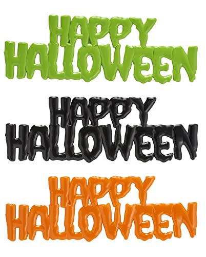 0607772213722 - DECOPAC HALLOWEEN DRIP CAKE TOPPERS, 24 PACK FOOD SAFE CAKE DECORATIONS, HAPPY HALLOWEEN LAYON FOR SPOOKY TREATS, BLACK, GREEN, ORANGE
