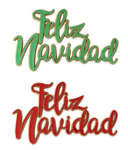 0607772231313 - DECOPAC FELIZ NAVIDAD CAKE DECORATION, RED AND GREEN CHRISTMAS CAKE TOPPER LAYON FOR FESTIVE CAKES, CUPCAKES, DESSERTS, 12 PACK