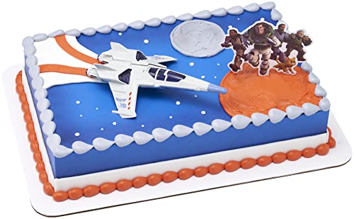 0607772279872 - DECOSET® DISNEY AND PIXAR LIGHTYEAR LETS DO THIS! CAKE TOPPER WITH WORKING LIGHTS, ROCKET, BUZZ, AND FRIENDS, 2 PIECE CAKE DECORATION