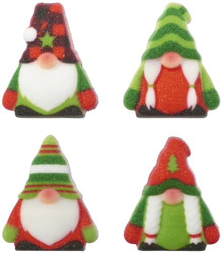 0607772283558 - SUGAR DEC-ONS® HOLIDAY GNOMES SUGAR CAKE DECORATIONS, READY TO USE EDIBLE CUPCAKE TOPPERS, 120 SHAPED DECORATIONS