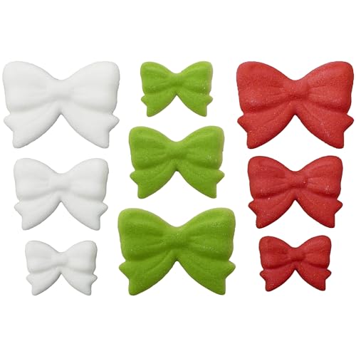 0607772283619 - SUGAR DEC-ONS® HOLIDAY BOW ASSORTMENT SUGAR CAKE DECORATIONS, READY TO USE EDIBLE CUPCAKE TOPPERS, 126 SHAPED DECORATIONS
