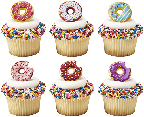 0607772283824 - DECOPAC DONUT CUPCAKE RINGS, CAKE TOPPERS, MULTICOLORED FOOD SAFE DECORATIONS FOR PARTIES– 24 PACK