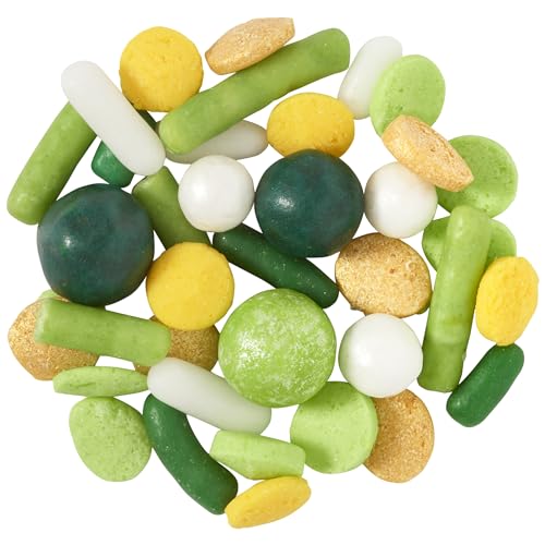 0607772291157 - DECOPAC HAPPY GO LUCKY DELUXE FUSION MIX, 26OZ, FANCY CANDY SPRINKLES IN HANDHELD CONTAINER, EDIBLE SPRINKLES FOR CELEBRATION CAKES, CUPCAKES, COOKIES AND DONUTS, SPRING COLORS - GREEN, WHITE, YELLOW