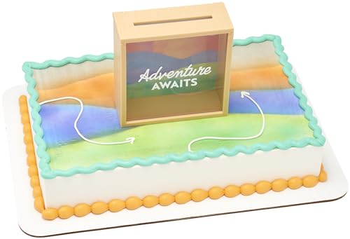 0607772292680 - DECOSET® ADVENTURE AWAITS CAKE TOPPER, CAKE DECORATION MEMORY BOX FOR MONEY, GIFT CARDS, OR TICKETS, FOOD SAFE