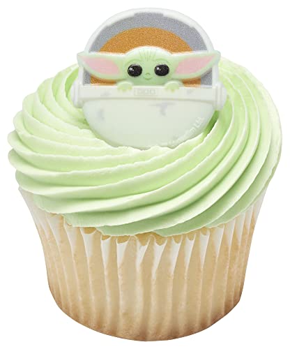0607772476288 - DECOPAC STAR WARS™ THE MANDALORIAN THE CHILD RINGS, CUPCAKE DECORATIONS, FOOD SAFE CAKE TOPPERS – 24 PACK