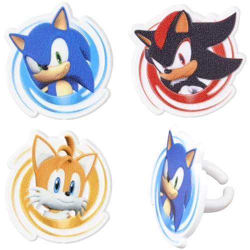 0607772477964 - DECOPAC SONIC THE HEDGEHOG™ RINGS, CUPCAKE DECORATIONS FEATURING SONIC, TAILS, AND SHADOW - 24 PACK