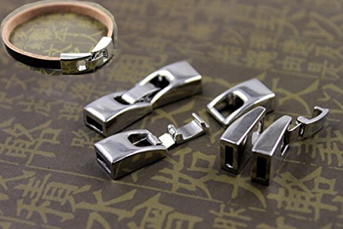 6081625006213 - 10 SETS INTEGRAL CLASPS JEWELRY FINDING CLASPS END CLASPS BUCKLE CLASPS SILVER TONE FOR LEATHER CORDS BRACELETS MAKING 5MMX2MM