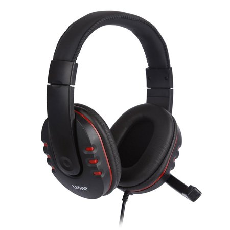 0608220613743 - GOLDLION66 3.5MM WIRED GAMING HEADSET WITH MICROPHONE GAMER PLAYER HEADPHONES FOR PS4 PC CELL PHONE BLACK & RED