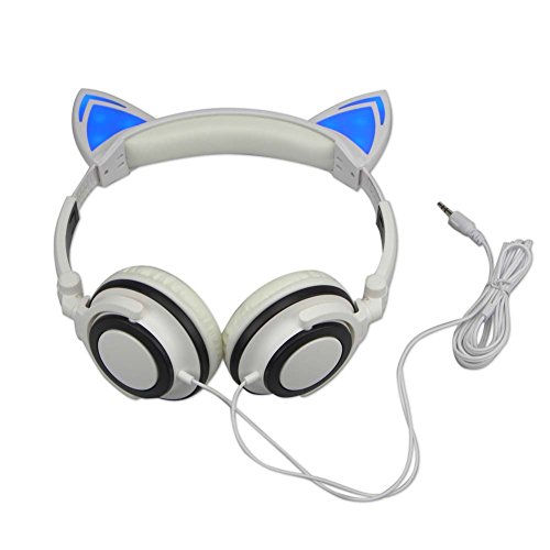 0608307583143 - CAT EAR HEADPHONES HEADSET WITH GLOWING LIGHTS -WHITE