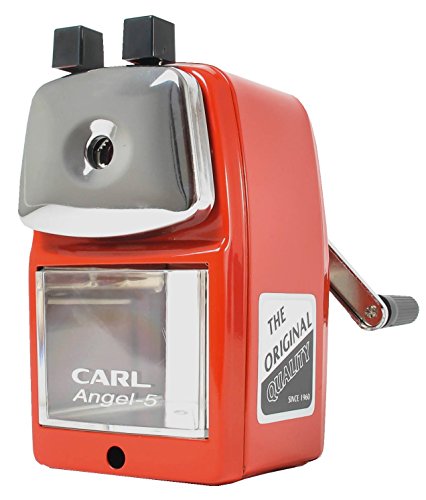 0608442035040 - CARL ANGEL-5 MANUAL PENCIL SHARPENER HEAVY DUTY QUIET FOR SCHOOL HOME AND OFFICE,RED