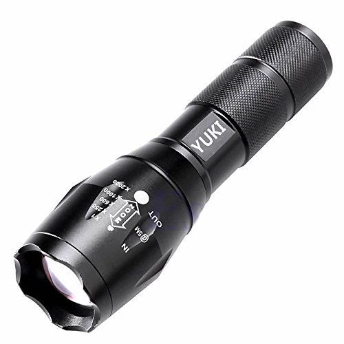 0608506099155 - YUKI HANDHELD ULTRA BRIGHT T6 LED MILITARY TACTICAL FLASHLIGHT WITH ADJUSTABLE FOCUS & WATERPROOF & 5 LIGHT MODES FOR CAMPING HIKING ETC (1 PACK)