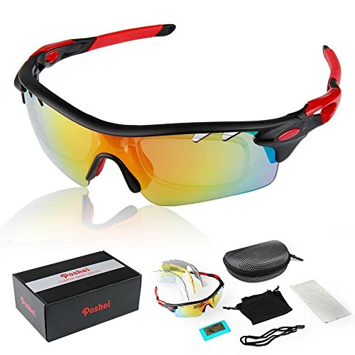 6086864679891 - BLACK FRAME MULTI SPORT OUTDOOR RUNNING CYCLING UV400 POLARIZED SUNGLASSES GOGGLE CHANGEABLE 5 LENSES GLASSES COMPLETE SET + CARRYING CASE WITH HOOK