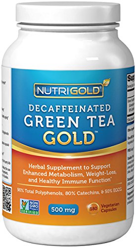 0608729252726 - #1 GREEN TEA EXTRACT - GREEN TEA GOLD, 500 MG, 180 VEGETARIAN CAPSULES - DECAFFEINATED GREEN TEA FAT BURNER SUPPLEMENT FOR WEIGHT-LOSS (98% POLYPHENOLS, 50% EGCG)