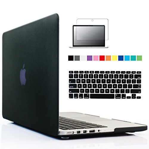 0608729260080 - IBENZER® - 3 IN 1 MULTI COLORS SOFT-TOUCH PLASTIC HARD CASE COVER & KEYBOARD COVER & SCREEN PROTECTOR FOR MACBOOK PRO 13'' WITH RETINA DISPLAY, BLACK