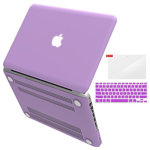 0608729260110 - IBENZER BASIC SOFT-TOUCH SERIES PLASTIC HARD CASE, KEYBOARD COVER, SCREEN PROTECTOR FOR APPLE OLD MACBOOK PRO 13-INCH 13 WITH CD-ROM A1278, PURPLE