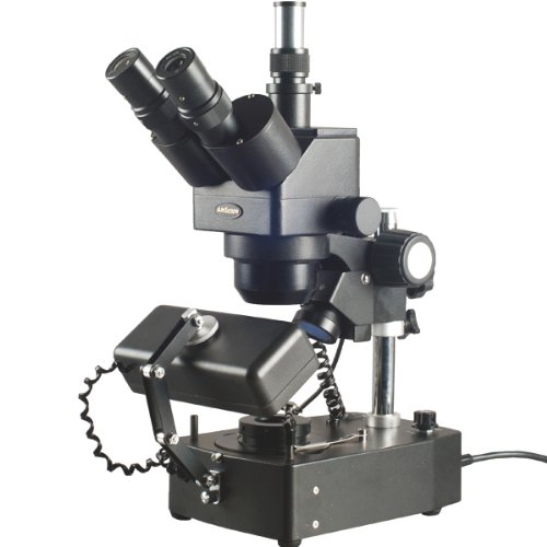 0608729741534 - AMSCOPE SH-2TY-SL-DK PROFESSIONAL TRINOCULAR STEREO ZOOM MICROSCOPE, WF10X AND WF15X EYEPIECES, 10X-60X MAGNIFICATION, 1X-4X ZOOM OBJECTIVE, UPPER/LOWER/SIDE LIGHTING, 110V-120V, INCLUDES DARKFIELD CONDENSER