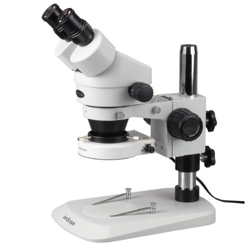 0608729741602 - AMSCOPE SM-1BNY-80S PROFESSIONAL BINOCULAR STEREO ZOOM MICROSCOPE, WH10X EYEPIECES, 7X-90X MAGNIFICATION, 0.7X-4.5X ZOOM OBJECTIVE, 80-BULB LED RING LIGHT, PILLAR STAND, 110V-240V, INCLUDES 2.0X BARLOW LENS