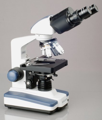 0608729743637 - AMSCOPE B120C-E1 SIEDENTOPF BINOCULAR COMPOUND MICROSCOPE, 40X-2500X MAGNIFICATION, BRIGHTFIELD, LED ILLUMINATION, ABBE CONDENSER, DOUBLE-LAYER MECHANICAL STAGE, INCLUDES 1.3MP CAMERA AND SOFTWARE