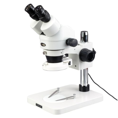 0608729743774 - AMSCOPE SM-1BSZ-64S PROFESSIONAL BINOCULAR STEREO ZOOM MICROSCOPE, WH10X EYEPIECES, 3.5X-90X MAGNIFICATION, 0.7X-4.5X ZOOM OBJECTIVE, 64-BULB LED RING LIGHT, PILLAR STAND, 110V-240V, INCLUDES 0.5X AND 2.0X BARLOW LENSES