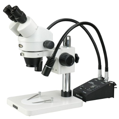 0608729744351 - AMSCOPE SM-1BSW2-L6W PROFESSIONAL BINOCULAR STEREO ZOOM MICROSCOPE, WH10X EYEPIECES, 3.5X-225X MAGNIFICATION, 0.7X-4.5X ZOOM OBJECTIVE, 6W LED GOOSENECK LED LIGHT, PILLAR STAND, 110V-240V