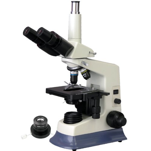 0608729746591 - AMSCOPE T590B-DK PROFESSIONAL COMPOUND TRINOCULAR MICROSCOPE, WF10X AND WF20X EYEPIECES, 40X-2000X MAGNIFICATION, HIGH-CONTRAST OBJECTIVES, BRIGHTFIELD/DARKFIELD, HALOGEN ILLUMINATION, ABBE CONDENSER, DOUBLE-LAYER MECHANICAL STAGE, ANTI-MOLD, 110V