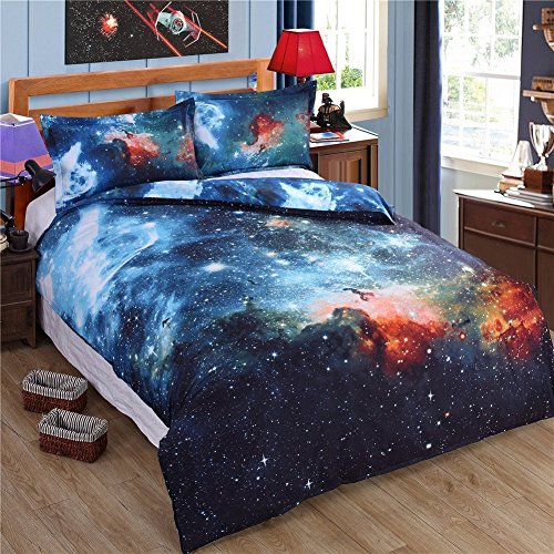 6087719862086 - THE NEW 3D PRINTING NEBALA OUTER SPACE GALAXY BEDDING SET 4-PIECE POLYESTER COTTON DUVET COVER FLAT SHEET WITH 2 PILLOW SHAMES