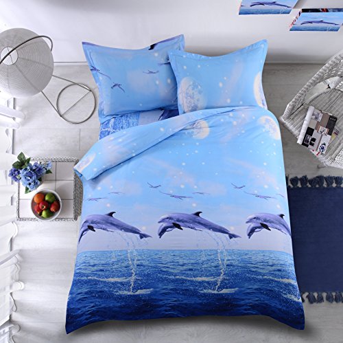 6087719862628 - THE NEW 3D PRINTING BEDDING SET 3-PIECES POLYESTER COTTON FABRIC DOLPHIN PATTERN AU DOUBLE SIZE (1 DUVET COVER + 2 PILLOW SHAMES)