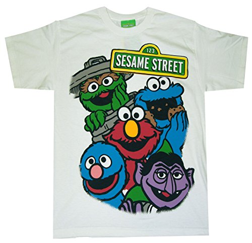0608819942728 - SESAME STREET BRIGHT GROUP YOUTH T-SHIRT (YOUTH X-LARGE, WHITE)